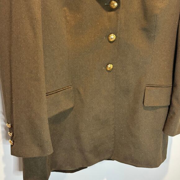 Escada Olive Green & Metallic Angora Blend Blazer Jacket - size 44 (US Large) - Picture 4 of 8